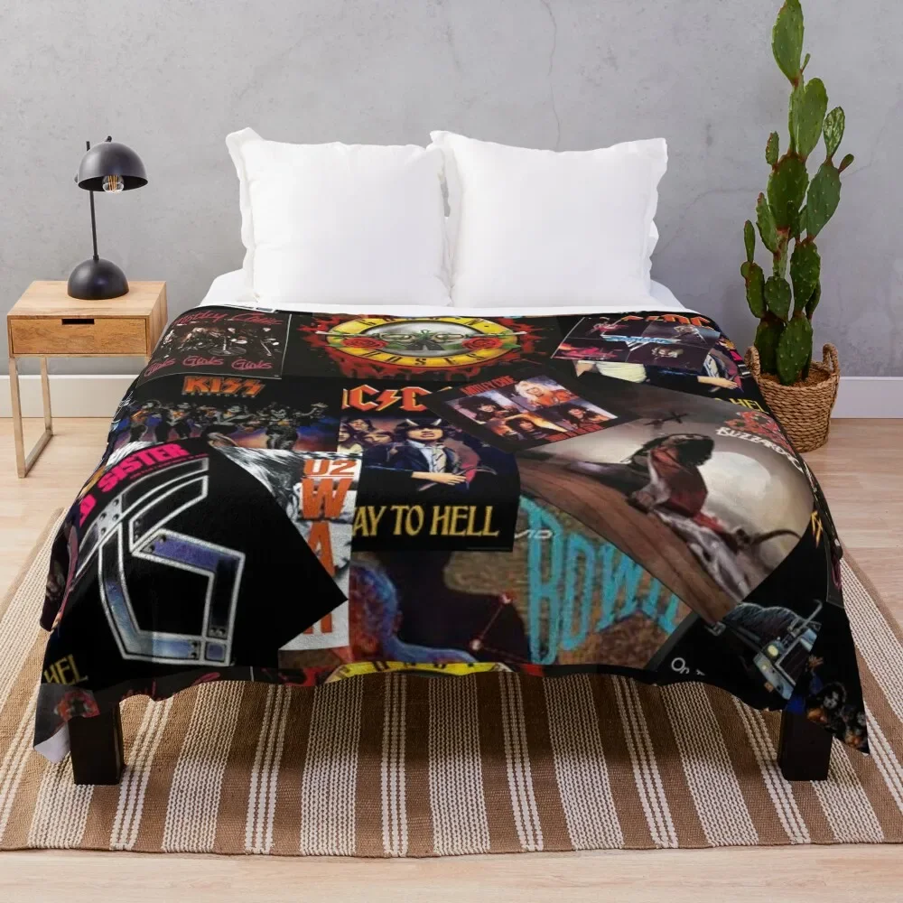 

1980s rock bands collage Throw Blanket Soft Cozy Blanket for Pet Kids Adults