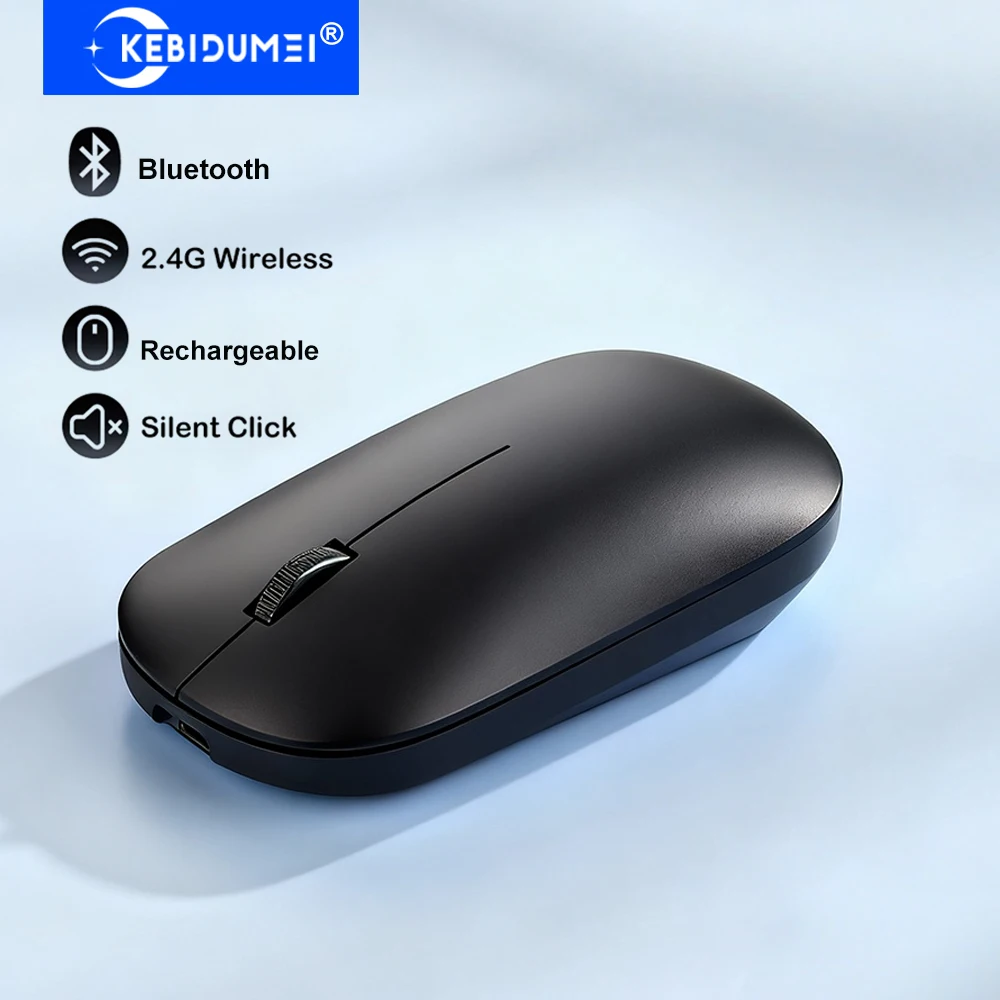 Mouse Bluetooth Mode Ganda 2.4G Mouse Nirkabel Mouse Isi Ulang Mouse Gaming Mouse Tombol Senyap Kantor untuk PC Laptop Tablet