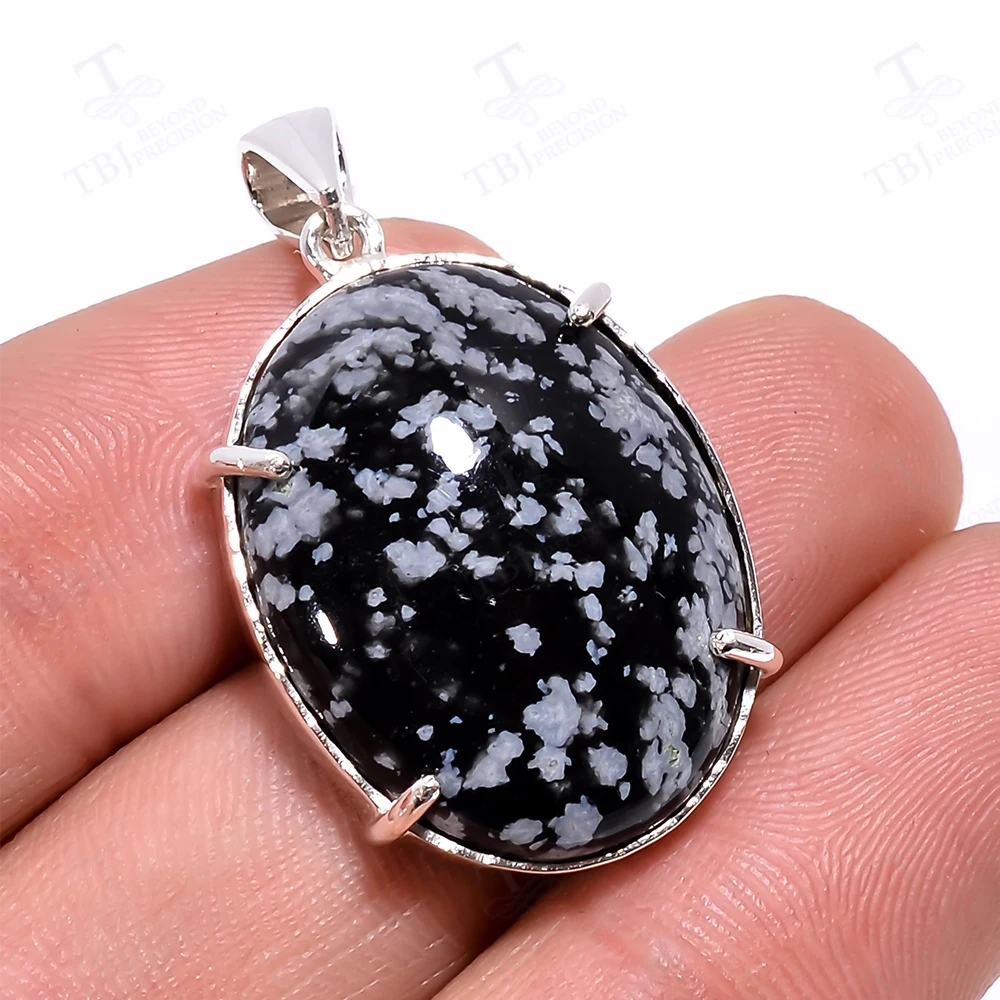 Gorgeous Handmade Silver Pendant for Men Women Natural Obsidian Gemstone  Jewelry Healing  & Stone of Clarity Perfect Love Gift