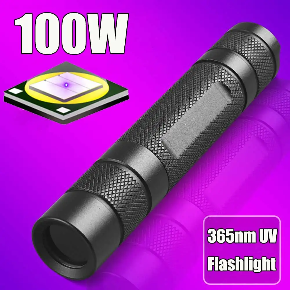 100W 365nm UV Flashlight Fluorescent Antigen Reagent Detection Lamp Waterproof UV Black Mirror Woodruff Special Identification