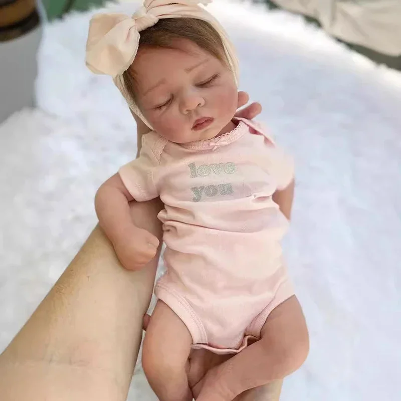 

49CM Full Body Already Painted Reborn Baby Doll Lifelike Soft Touch3D Skin Hand-Root Hair Visible