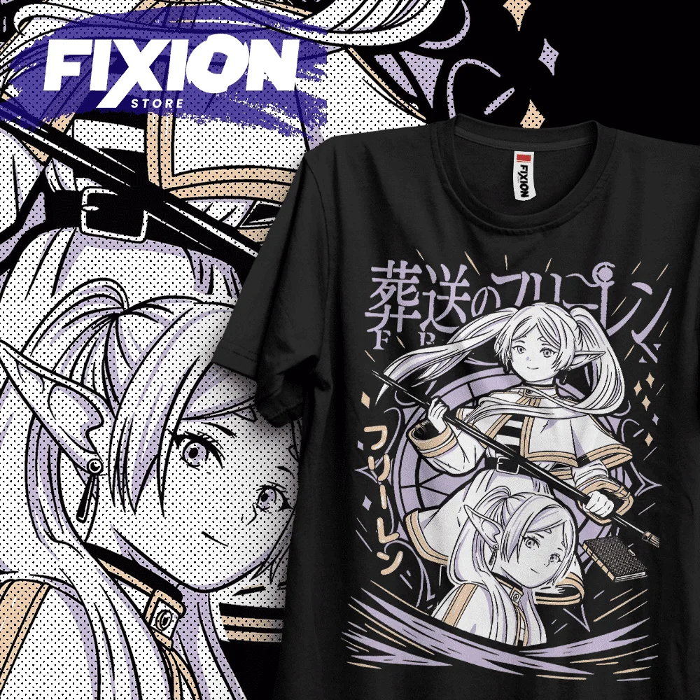 Frieren Mas alla del final del viaje  NAnime T Shirt Manga Gift For Anime Lover All Size Cotton