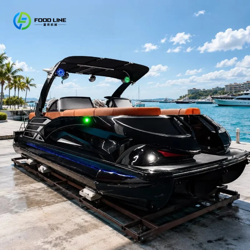 Aluminum Pontoon Boat S22A Outboard Motor Family Cruising Water Sports Trolling Entertainment OEM Customized