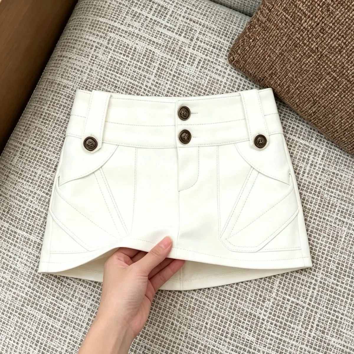 Retro White Denim Skirt Women Summer New Low-rise Hip-wrapped A-word Mini Skirt