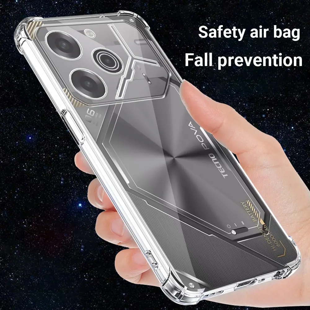 Shockproof Airbag TPU Case Tecno Pova 6 Pro 5G LI9 Coque Clear Soft Silicone Phone Case for Tecno Pova 6 5G Protect Cover Funda image 2