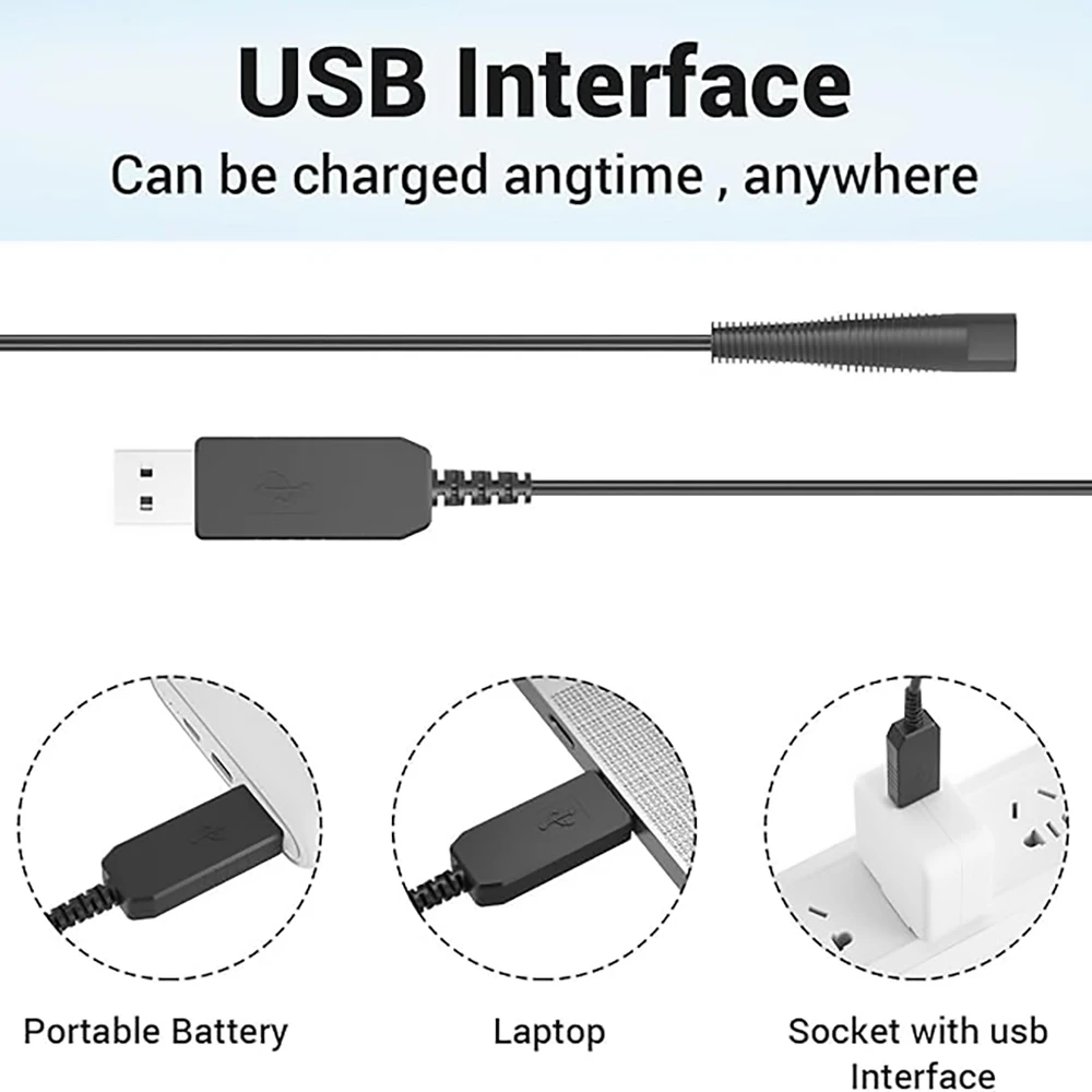 12V USB Power Cable for Braun Series 3 Series 7 Series 9 Series 1 3020S 3080S 760CC 790CC 340s 190s 5190cc 5210 9095cc