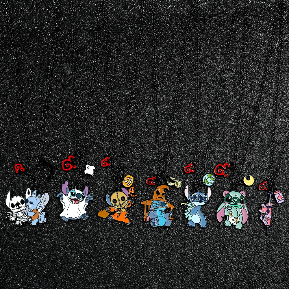 Disney Cute Stitch Pendant Necklaces Total 6 Total Styles Metal Necklaces for Boys and Girls Universal Birthday Gift