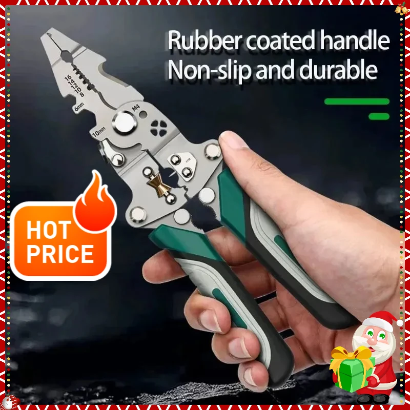 2025 أداة تعرية الأسلاك القابلة للطي - أداة متعددة الوظائف بتصميم البكرة، ومقسم أسلاك الكهرباء/اللفاف وكماشة العقص