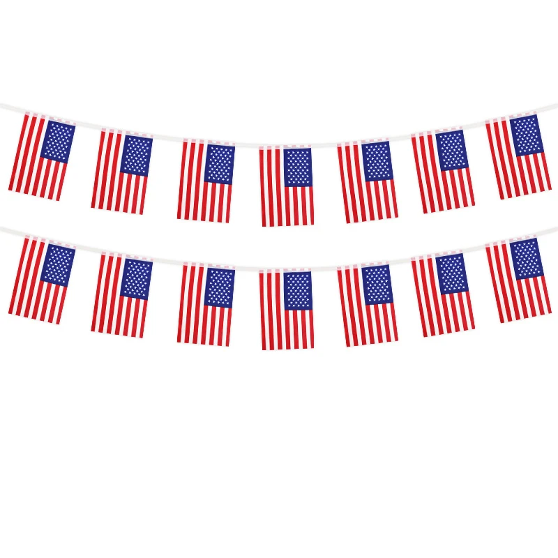 

5m/8m/10m American Flag Banner United States National Flag Five Pointed Star Garlands Small US String Flags American Event Decor