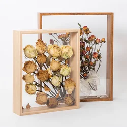 Deep Transparent Shadow Box Frames Bouquet Display Flower Case Deep for Crafts 3D Picture Memorabilia Memory Wooden Tabletop