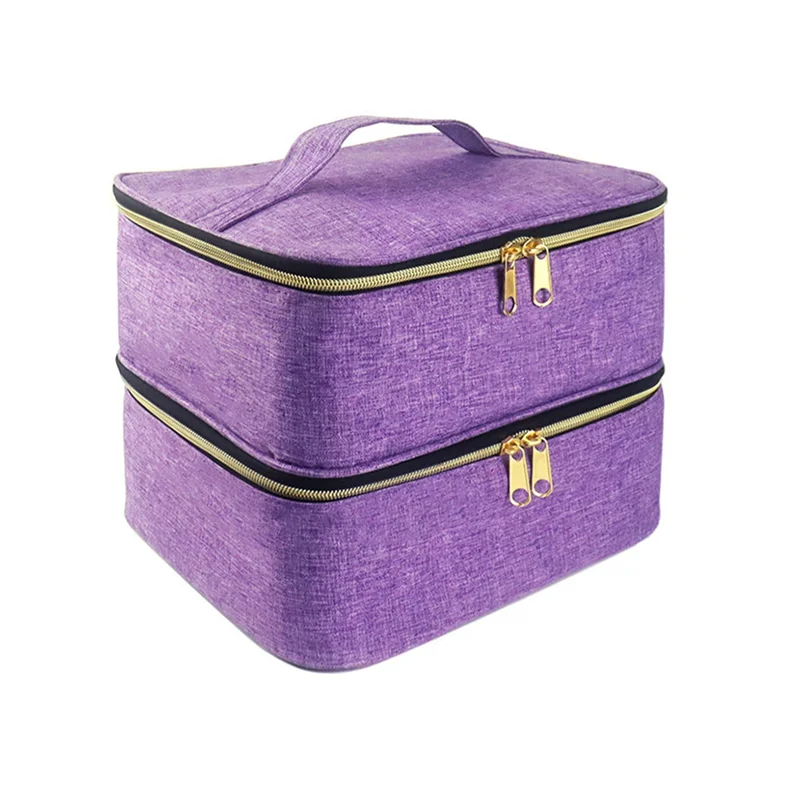 

Nail Polish Organizer Nail Polish Storage Bag Portable Nail Polish Holder Holds 30 Bottles And Nail Dryer Lamp, Purple Durable