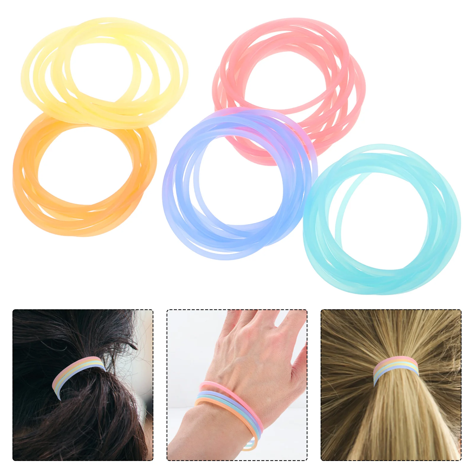 50 Pcs Rubber Band Bracelet Pool Rings Jelly Bracelets Bulk Giant Yard Games Toss Bean Bag Outdoor