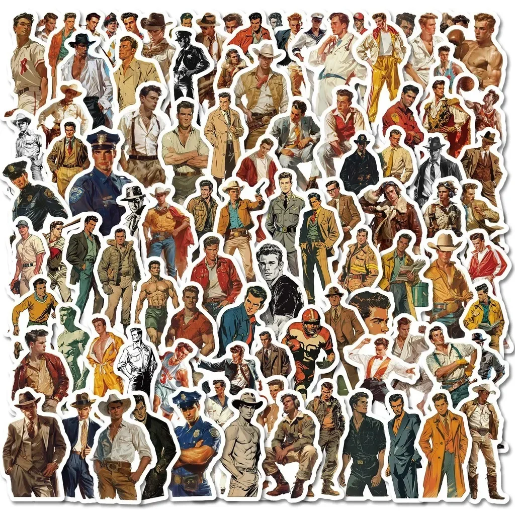 50/100Pcs Handsome Man Doodle Stickers, CEO & Boxer Character Decals for Luggage, Notebook DIY Decoration Giajar Sticker Store