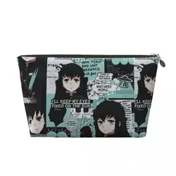 Custom Demon Slayer Muichiro Tokito Collage Travel Cosmetic Bag Kimetsu No Yaiba Makeup Toiletry  Lady Beauty Storage Dopp Kit