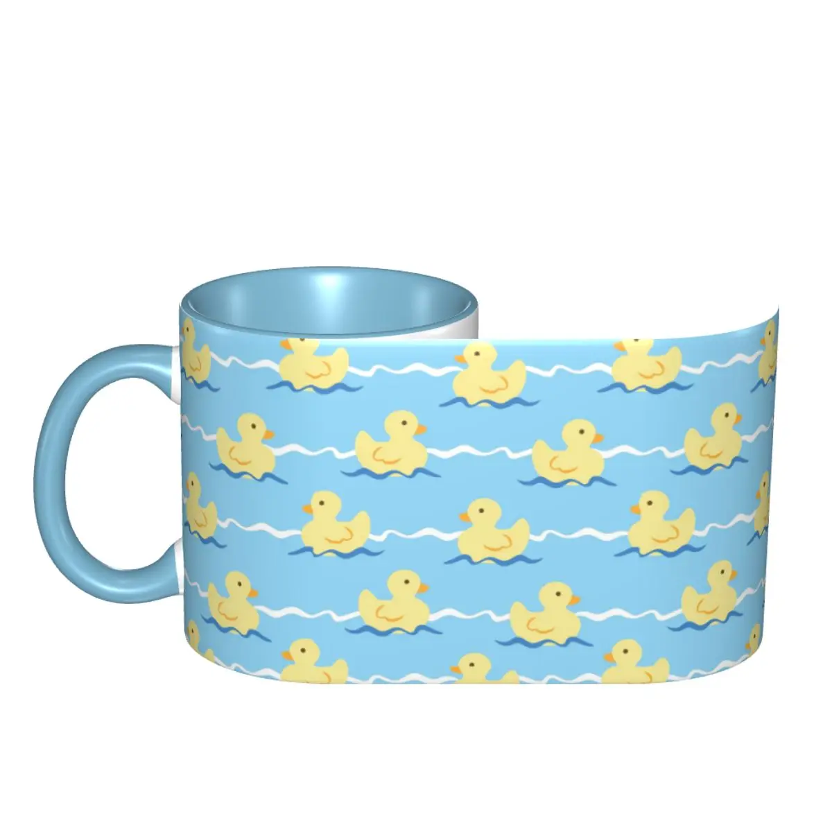 Cute Duck Swimming Seamless Pattern Mug Funny Ceramic Coffee Cups Tea Mugs Milk Cup Drinkware Gifts for Woman Man DIY Custom