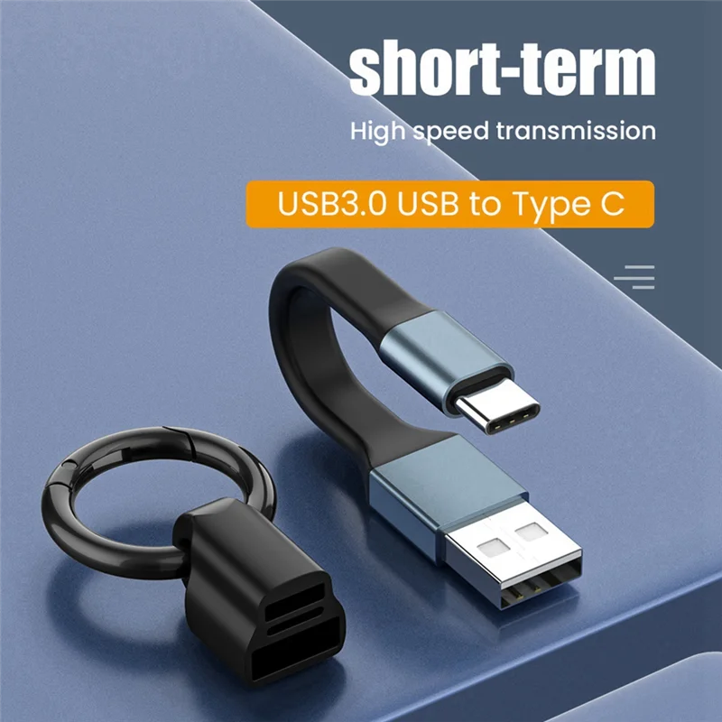 PHILE-Mini 3A USB Type-C Fast Charging Data Cable Portable Keychain QC 3.0 USB Type C Short Cable For Type C USB Devices