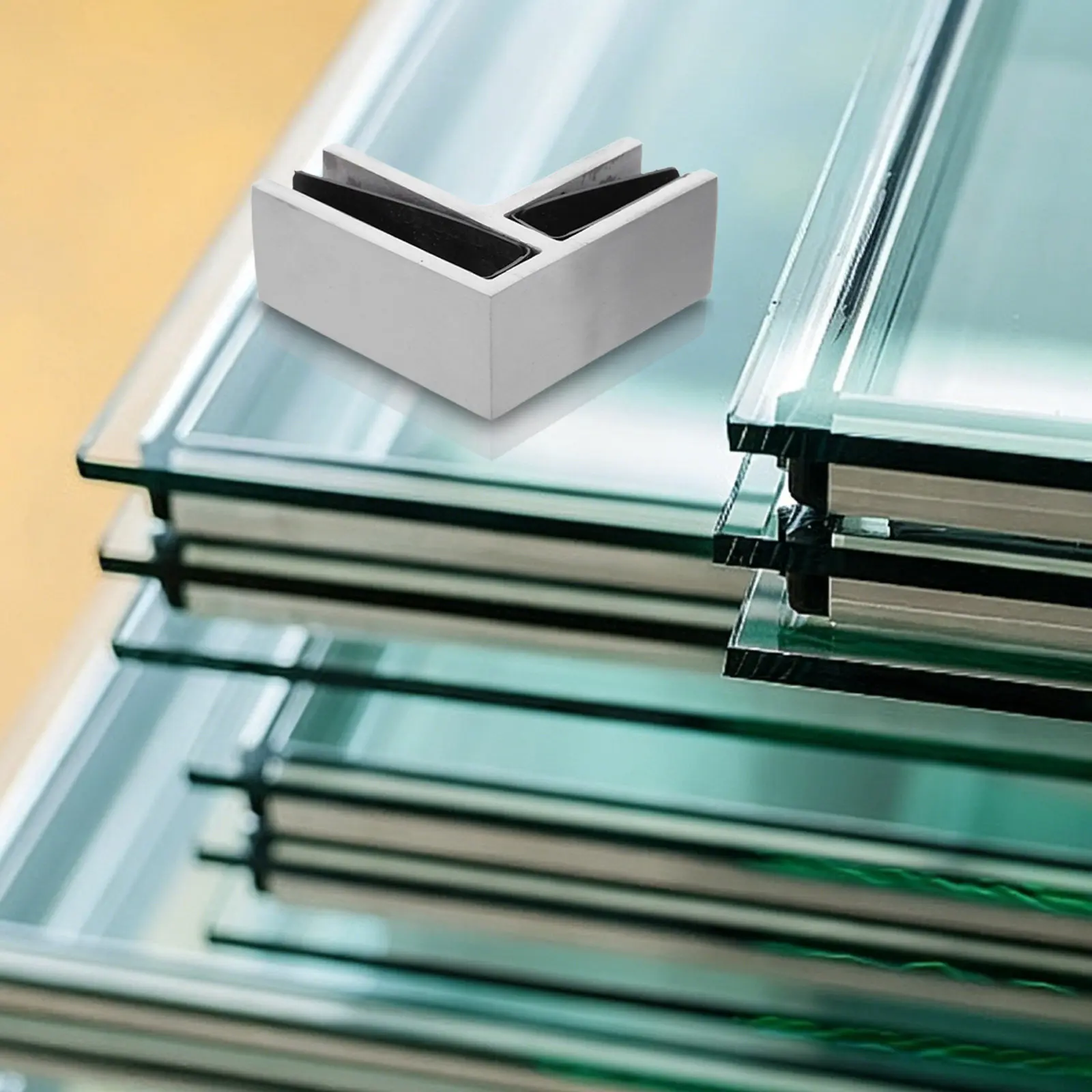 90 Degree Stainless Steel Glass Clamp Heavy-Duty Connector for Tempered Glass Railing Balcony Staircase Outdoor Balustrade