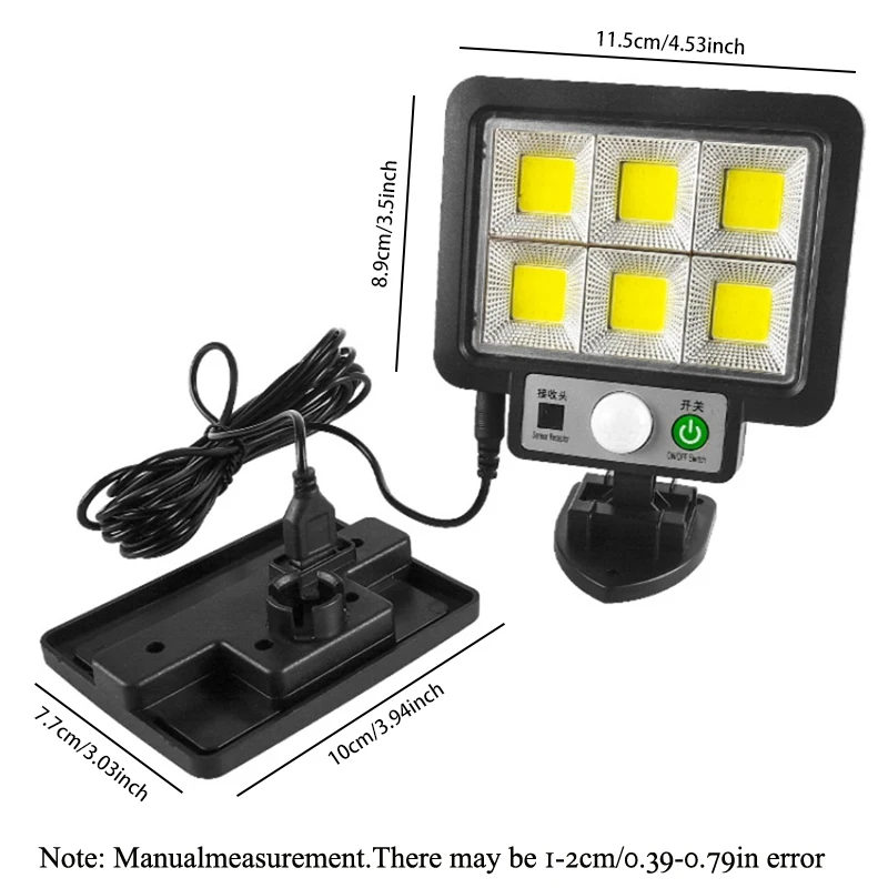 1 pc Solar Split Remote Control Sensor Light Outdoor 72COB Garden Light Garage Light Street Light for Outdoor Lighting