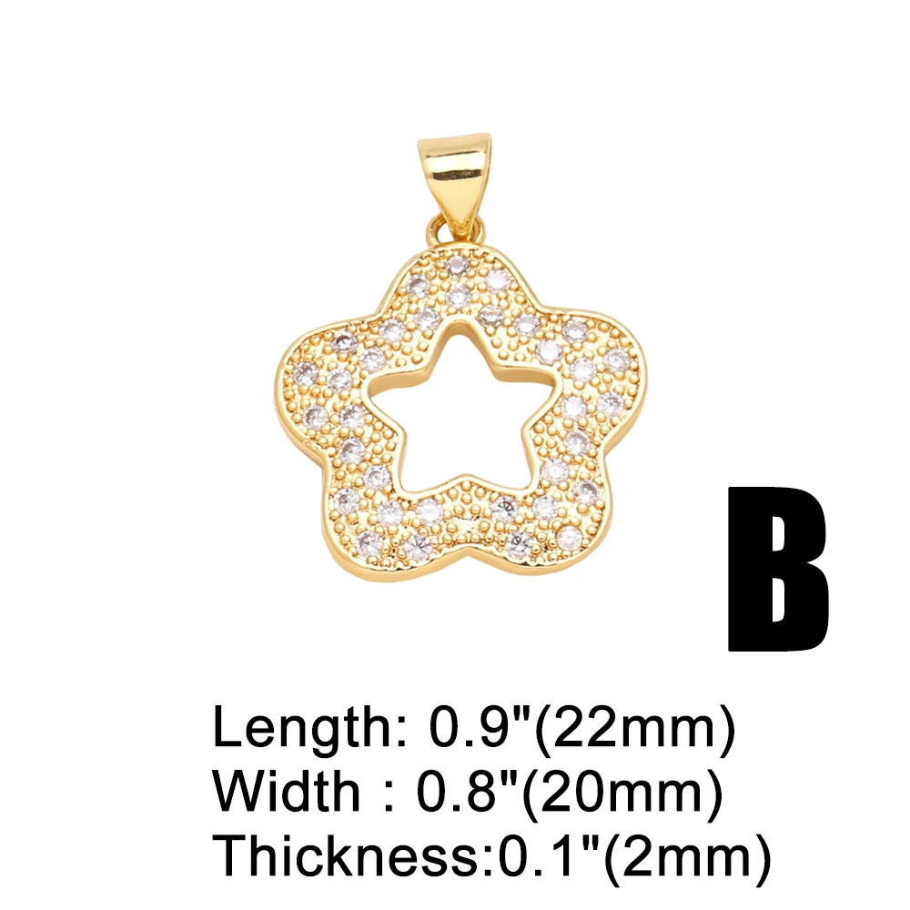 OCESRIO Fashion White Crystal Cute Moon Star Bear Pendant for Necklaces Copper Heart Flower Jewelry Making Component pdtb721