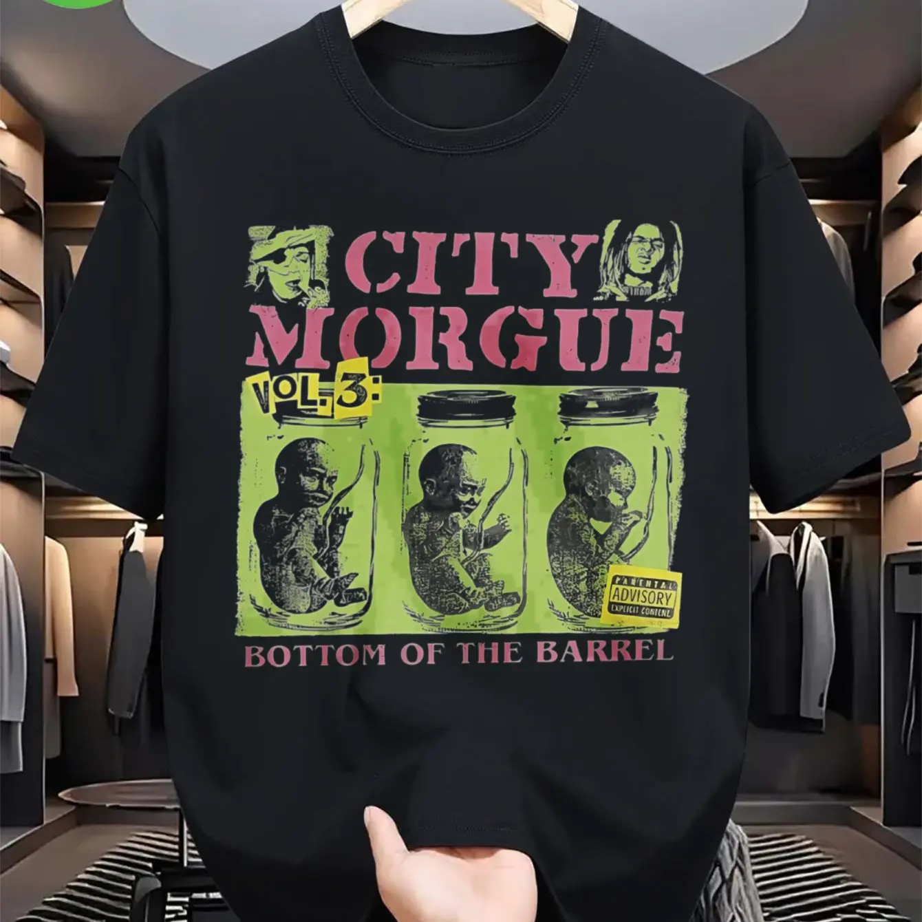 Men'S Retro Gothic Horror Graphic Tee City Morgue Volume 3 Bottom of The Barrel Loose Fit Heavy Metal Shirt