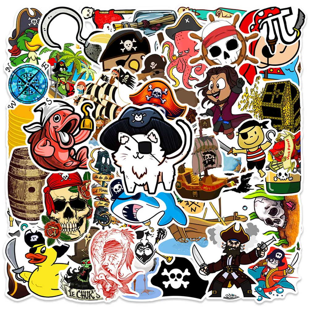 10/30/50pcs Pirate Skull Stickers Captain Buccaneer Decals Vintage DIY Notebook Luggage Laptop Waterproof Cool Graffiti Decals