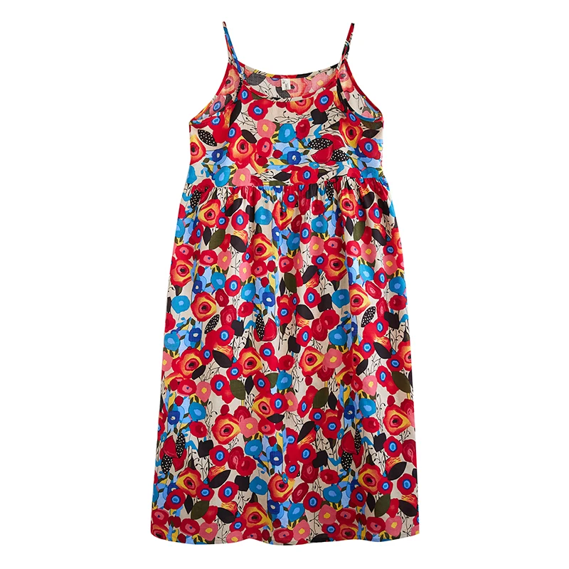 Retro Floral Print Maxi Dr Women's Sweet Mommy Sle Dr Inner Wear Strap Dr Outer Wear Long Dr for Middle-Aged An...