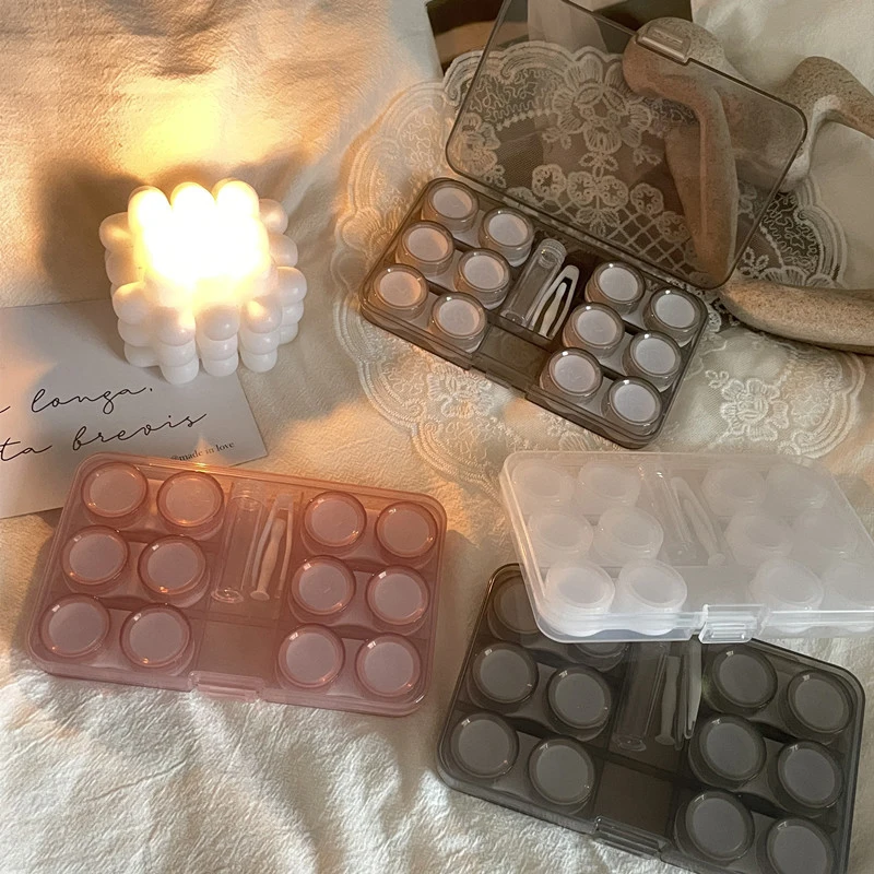 

6-парный большой ящик для хранения контактных линз, портативный дорожный чехол для контактных линз для макияжа, косметическая коробка для учеников, контейнер для пинцета