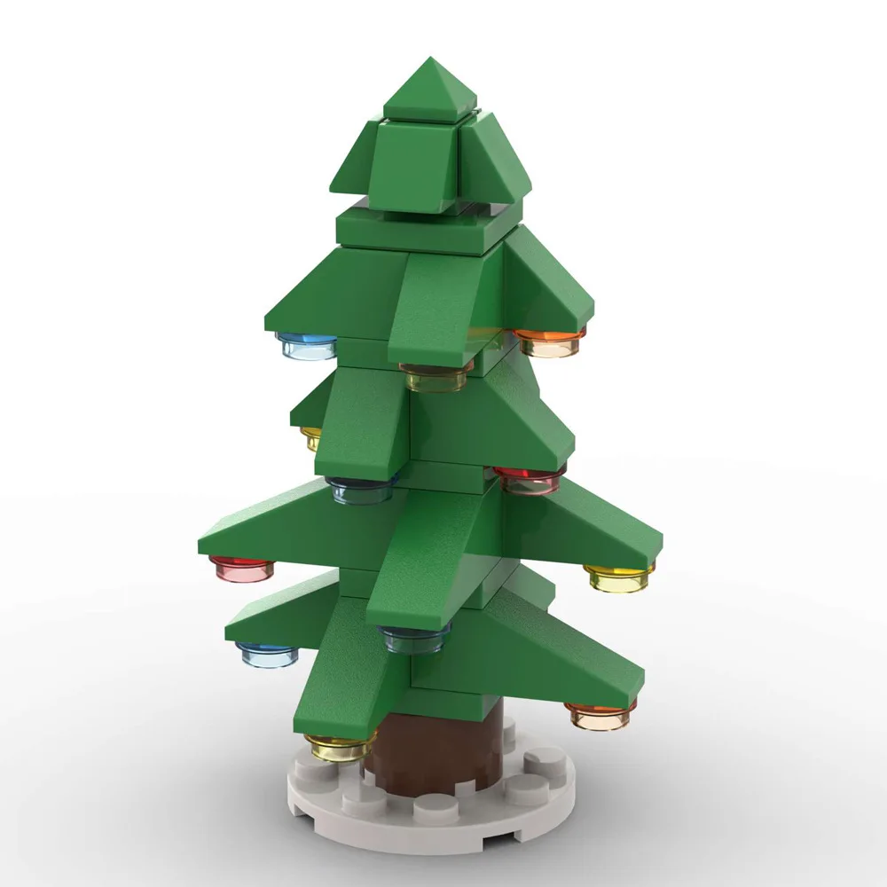 MOC Christmas Tree Building Blocks Set Holiday Desktop Scene