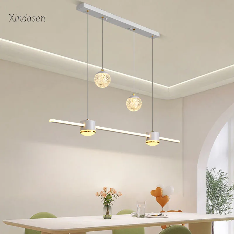 

Dining Room Chandelier Nordic Modern Ball Glass Pendant Lights Dining Table Bar Restaurant Kitchen Decor Long Led Strip Lamps