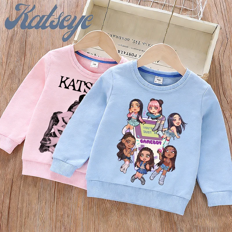 

Пуловеры с капюшоном для девочек Katseye, одежда с принтом Kawaii Kpop, зимняя милая толстовка, детская теплая домашняя одежда, топы, футболки, подарки на день рождения