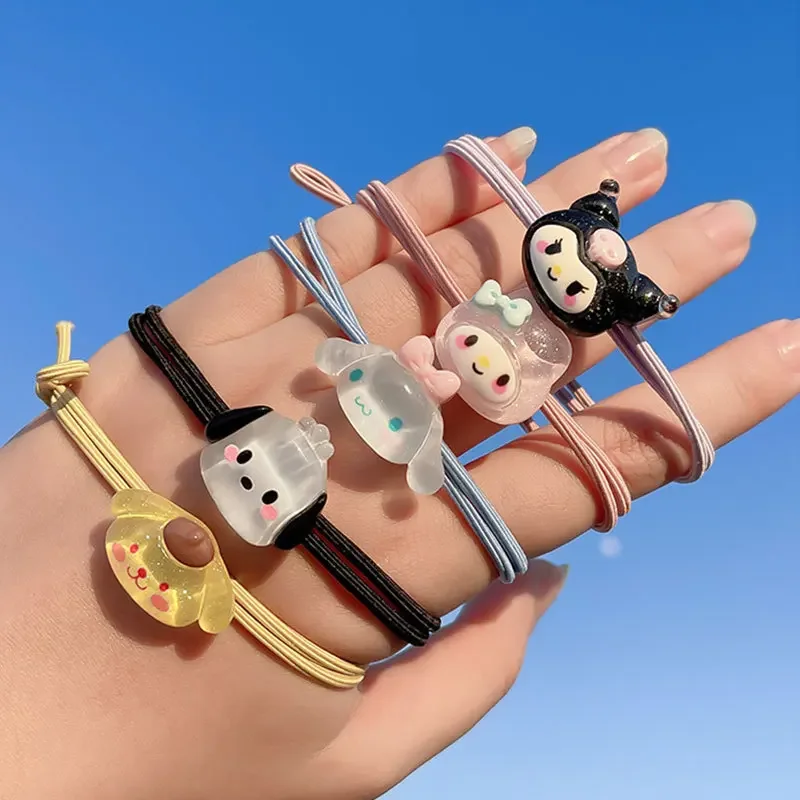 

10 шт., резинка «Hello Kitty», Sanrio, персонаж аниме, Куломи, корицей, собака, мелодия, резинка для волос, аксессуары, праздничные подарки для девочек