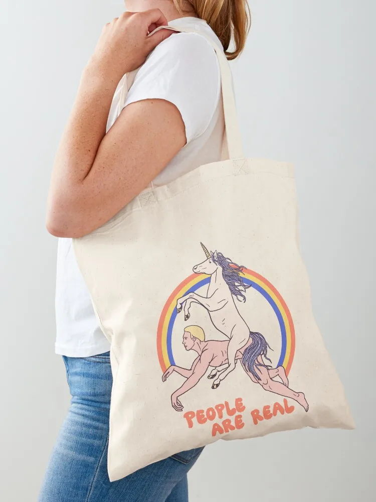 People Are Real Tote Bag حقيبة قماش للنساء حقائب نسائية فاخرة حقائب تسوق قابلة لإعادة الاستخدام حقيبة سوبر ماركت قابلة للطي #1