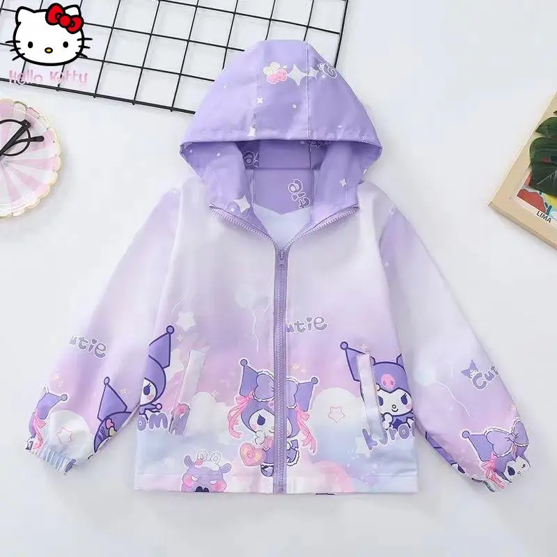 

Sanrio Girls' Kawaii Anime Coat Kuromi Spring Autumn New Children's Cartoon Jacket Casual Sweet Jacket Comfortable Hooded Tops