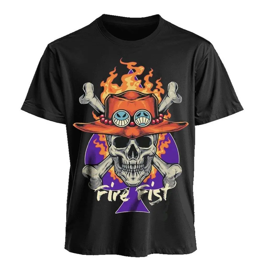 قطعة واحدة Ace أنيمي تي شيرت الرجال النساء النار قبضة الجرافيك القطن قصير الأكمام المحملة 2026 الصيف الشارع الشهير رداء علوي غير رسمي مانغا طباعة #1