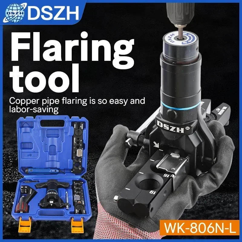 DSZH WK-806N-L Copper Tube Expander Flaring Tool Set Manual/Electric Switching 6-19mm with Carrying Case for HVAC Refrigeration