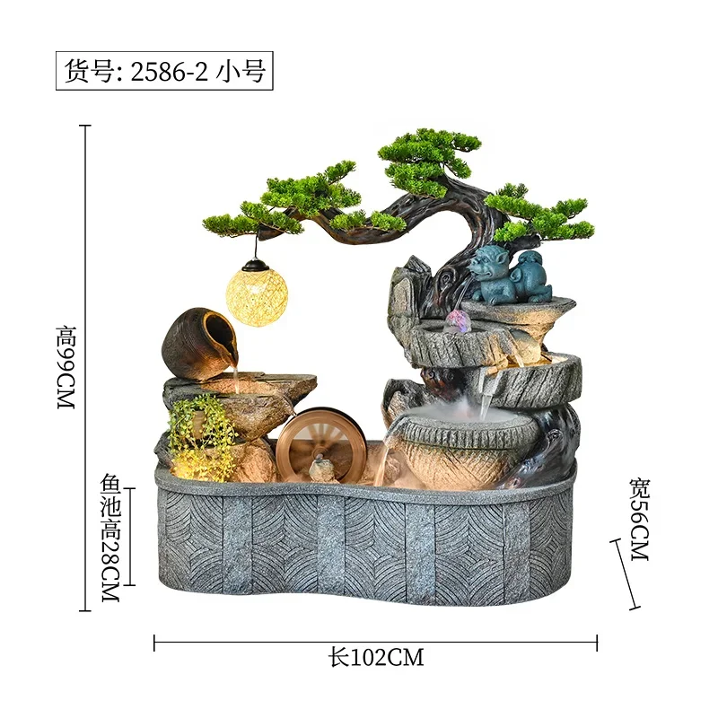 yy-2   flowing water ornament circulating water living room feng shui wheel rockery fountain balcony fish tank fish pond outdoor