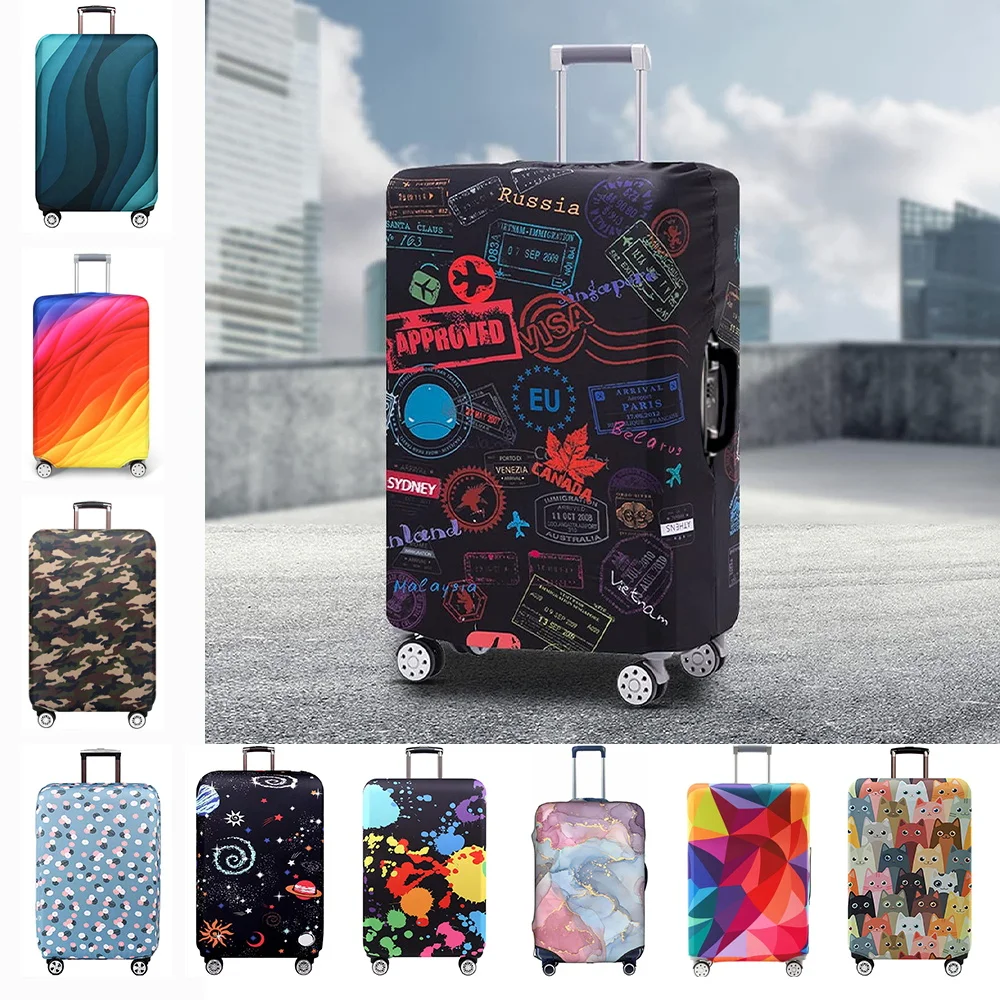 Thick Elastic World Map Luggage Protective Cover Zipper Suit For 18-32 inch Bag Suitcase Covers Trolley Cover Travel Accessories