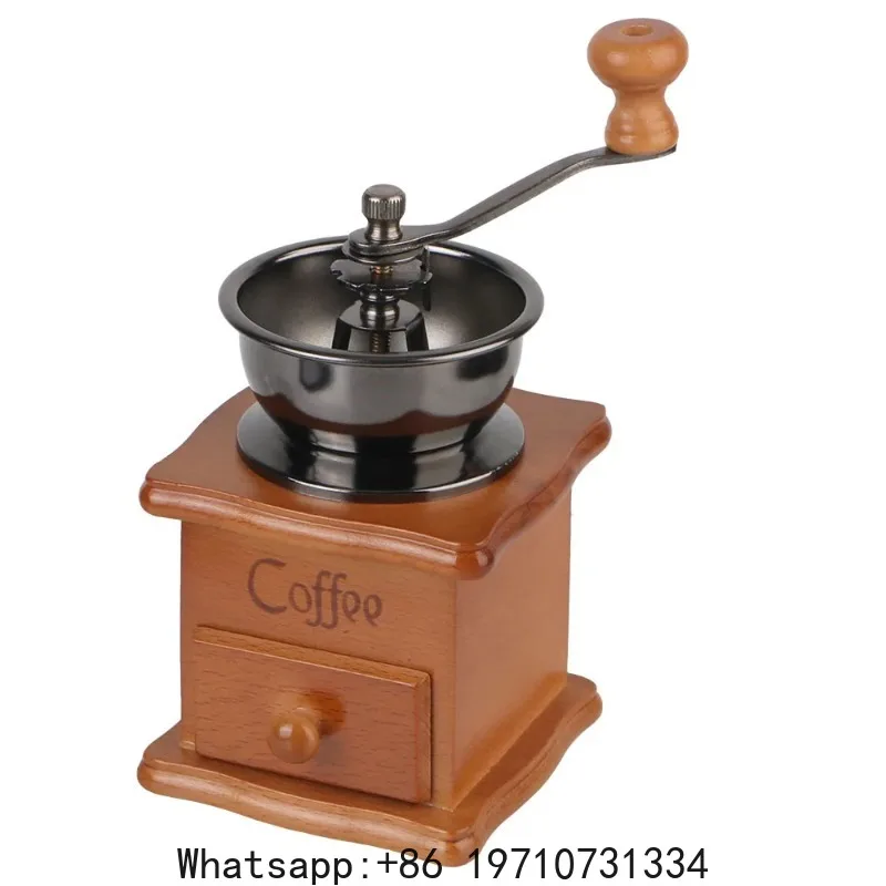 

Manual Coffee Bean Grinder Utensils Stainless Steel Handle Wooden Retro Style With Ceramic Millston Spice Burr Mill