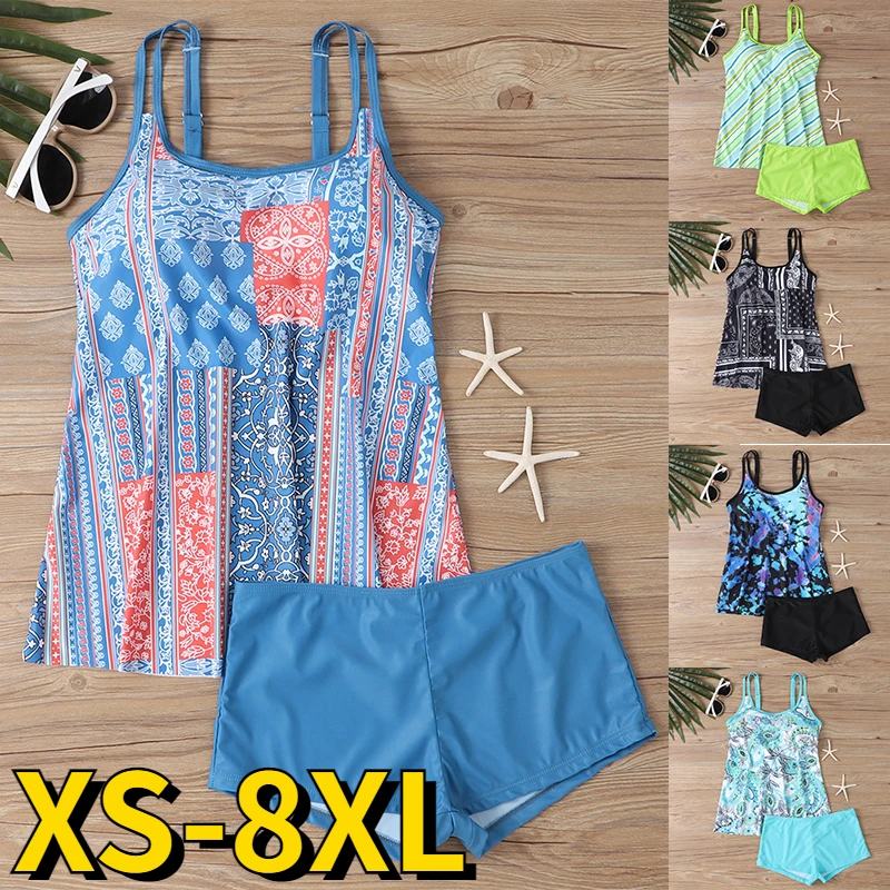 Women Summer Loose Size Swimwear Monokini New Design Printing Tankini Swimsuit Bikini Set Bathing Suit Retro Beach Wear Bikini