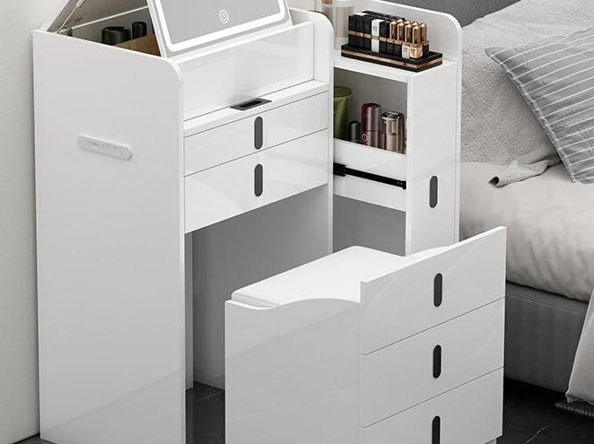 Dresser Bedroom Modern Simple Makeup Table Bedside Table Bucket Cabinet Integrated Makeup Cabinet Flip Cover Makeup Table Small