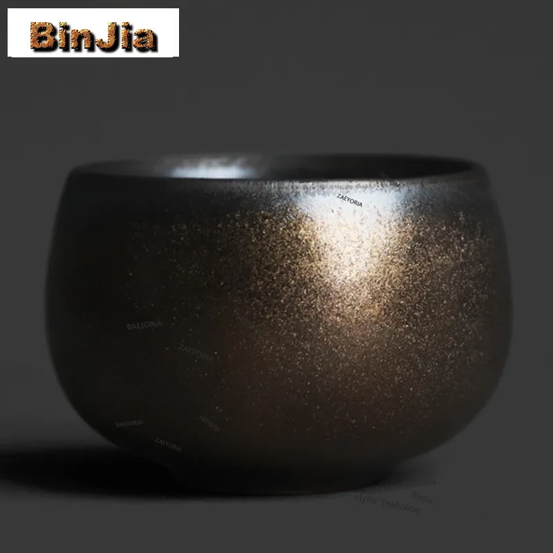 BAEJORIA 2pc/lot Kiln-changed Black Gold Teacup Aesthetic Tea Bowl Mug Tea-tasting Meditation Cup Jianzhan Master Cups Tea 50ml