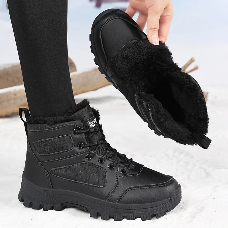 Women's Snow Boots, Winter Thickened Warm High-Top Boots, Outdoor Sports Short Boots, Lace-Up Ski Boots, Fashionable Mid-Calf High-Top Boots, Winter Sports Boots view 4