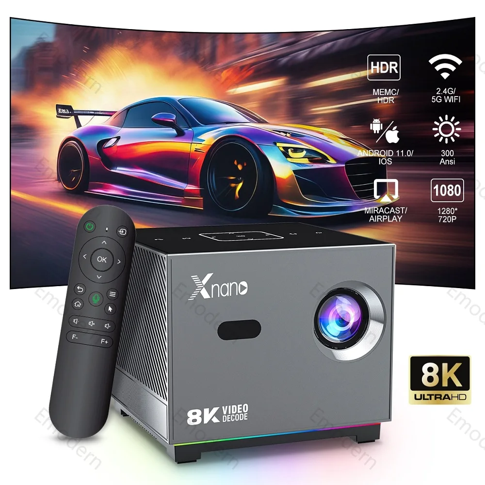 

X3 Projector 4K Android Smart Portable Mini Projetor 300ANSI 720P Dual WiFi6 BT5.0 Home Theater Video Projectors PK HY300PRO