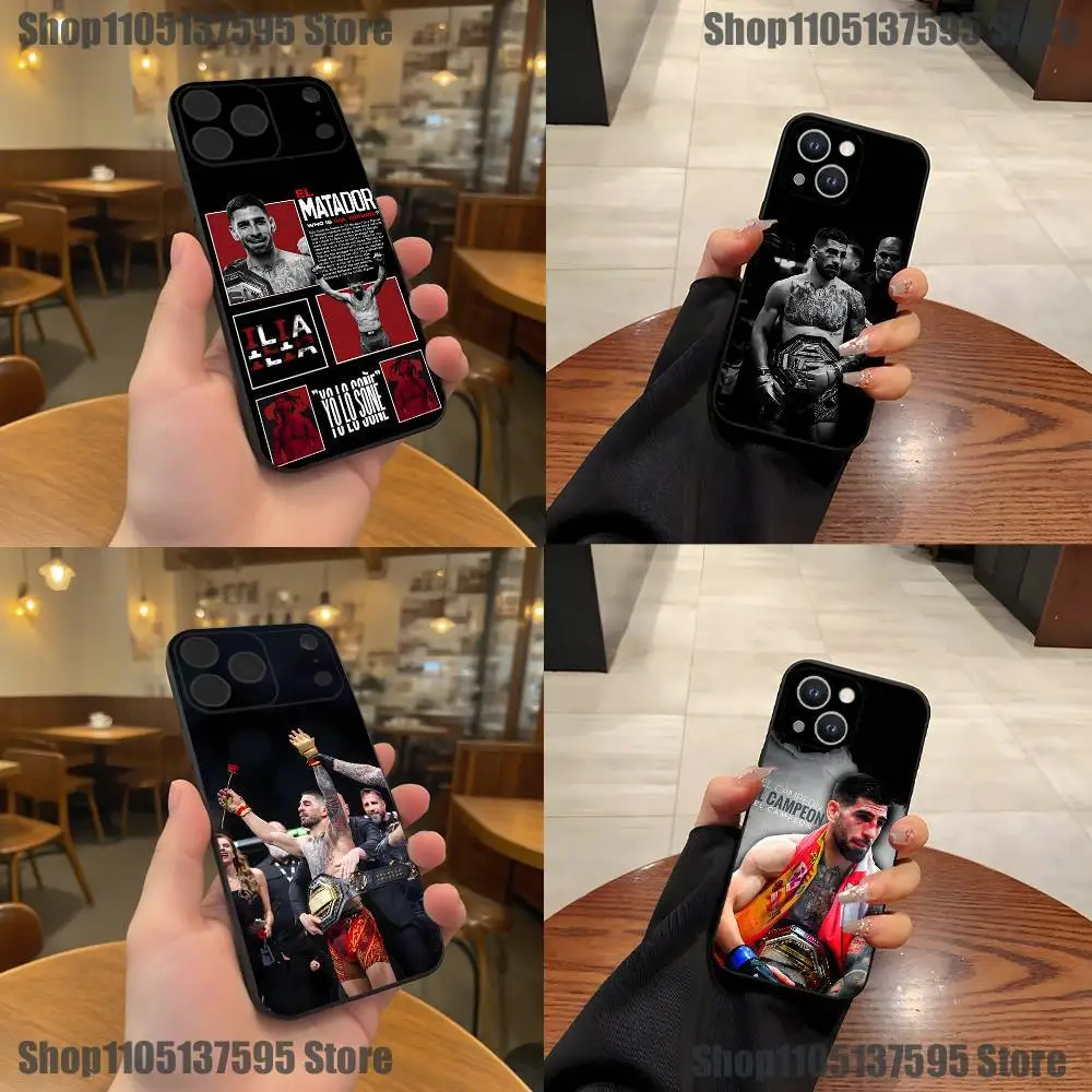 

I-Ilia Fighting T-Topuria Phone Case For iPhone 17,16,15,14,13,12,11,Pro,XS,Max,XR,Plus,E,SE4,Mini Black Soft Cover