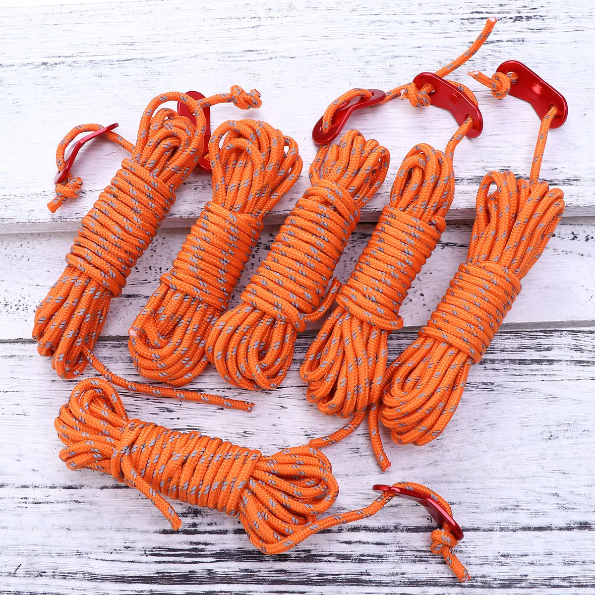 

6 Pack 4M 4mm Outdoor Tent Rope Reflective Tent Guy Lines Guide Ropes Camping Hiking Polypropylene Rope with Aluminum