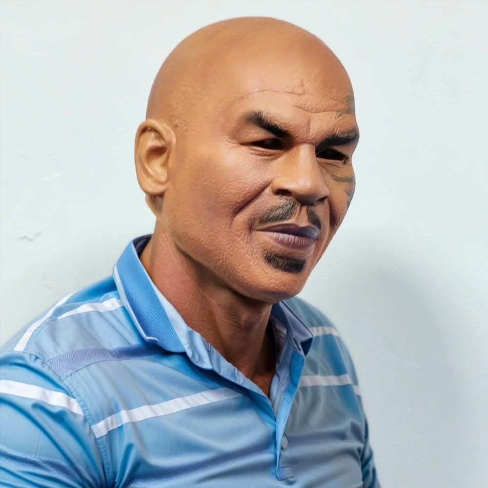 1PC Realistic Mike Tyson Latex Mask Fancy Dress Costume Accessory for Halloween Party Boxing Champion Cosplay Head Support Prop