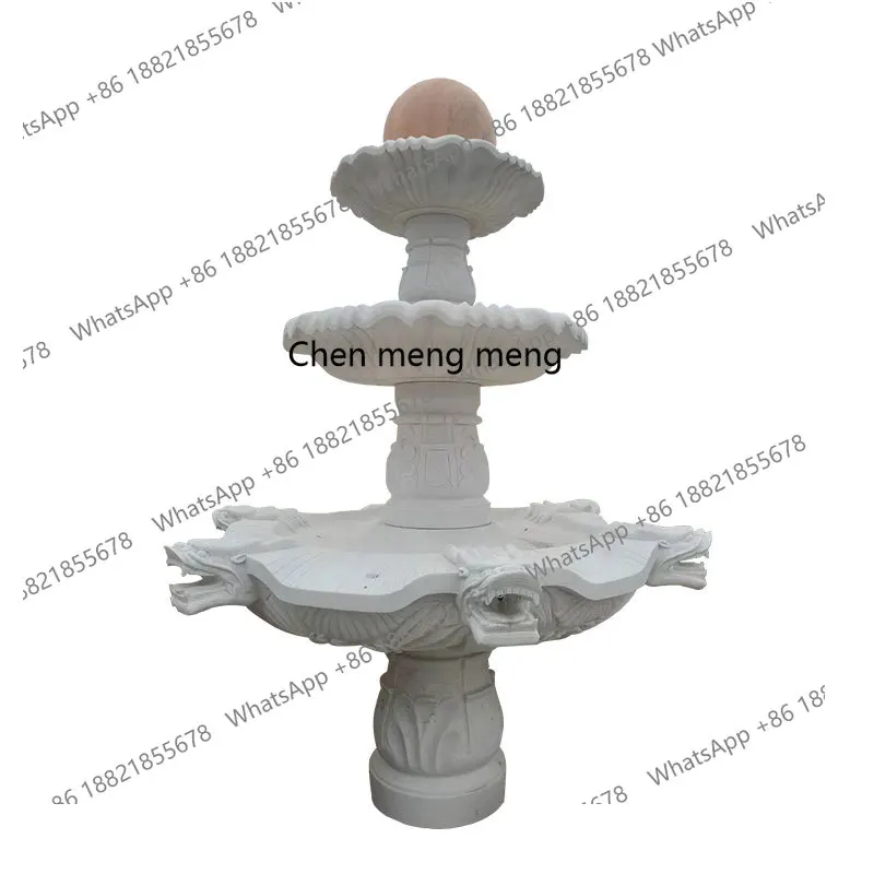 Stone fountain feng shui ball marble, outdoor villa courtyard landscape flowing water ornament