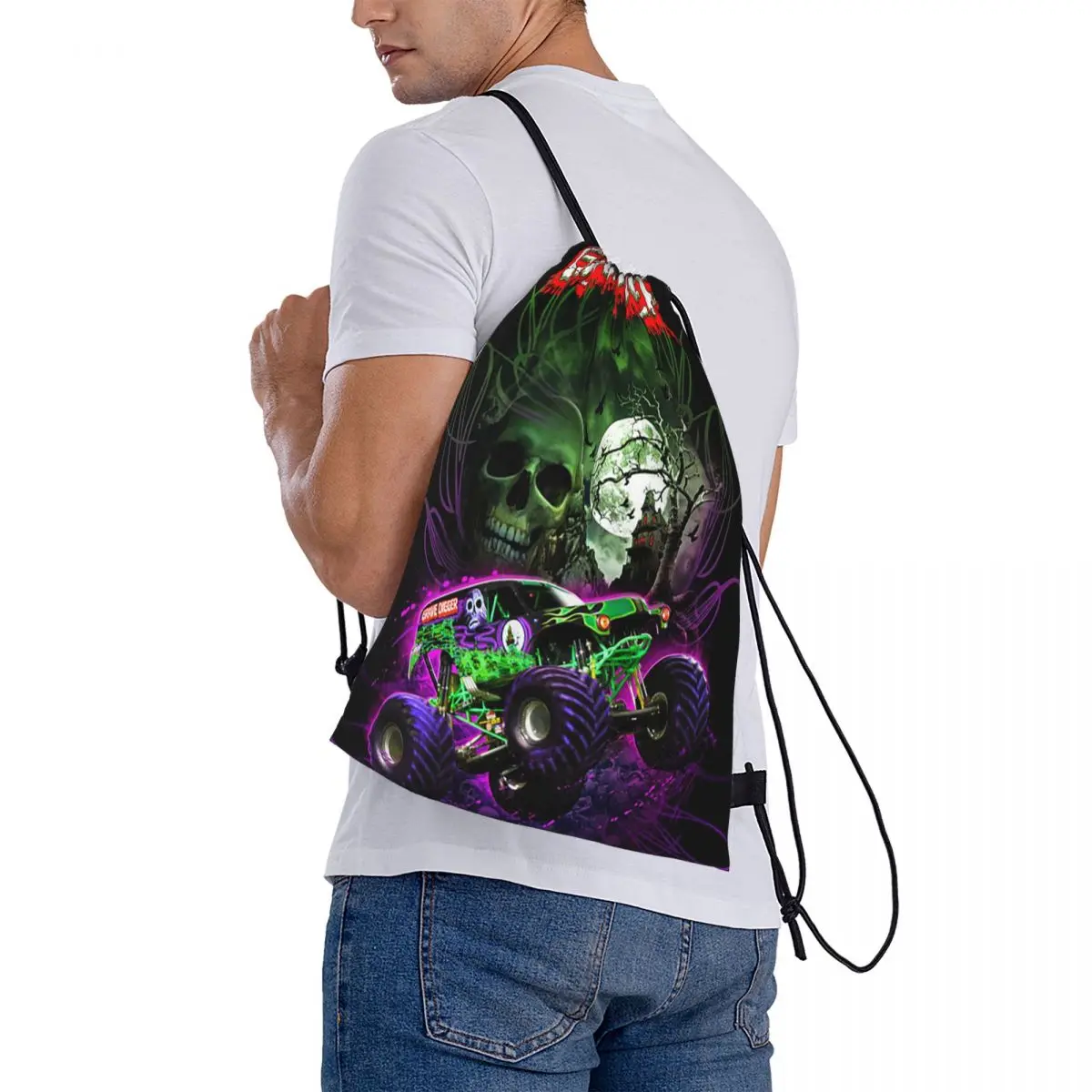 

Classic Monster Jam Truck Pattern Backpacks Multi-function Drawstring Bundle Pocket Sports Bag Book Bags for Man Woman School