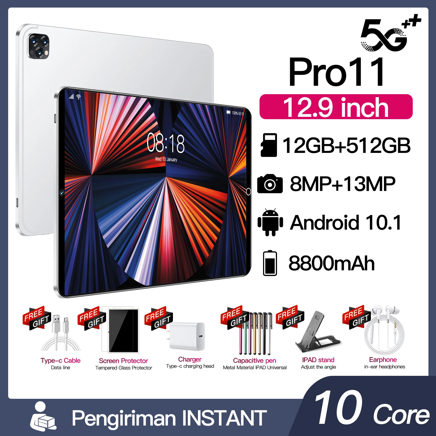 

Original Pad 11Pro 12.9inch 12+512GB 8800mAh Android 10.1 10 core MTK6797 Bluetooth 5.0 5G Dual SIM Card GPS FM Wifi Google Tab