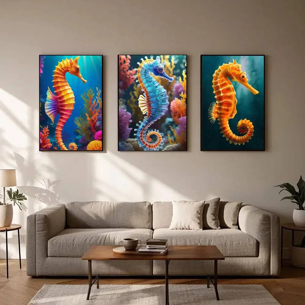 Hippocampus Art Sticky Wall Waterproof Home Living Room Bedroom Bar Aesthetic Decoration